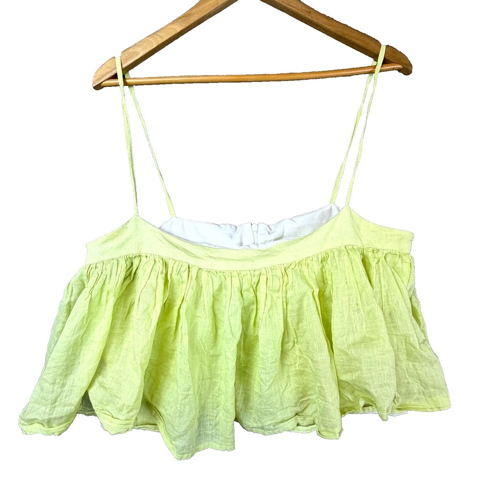 Koch Cami Crop Top Womens Medium Light Green Ruffle Cute Fairy Festival Summer